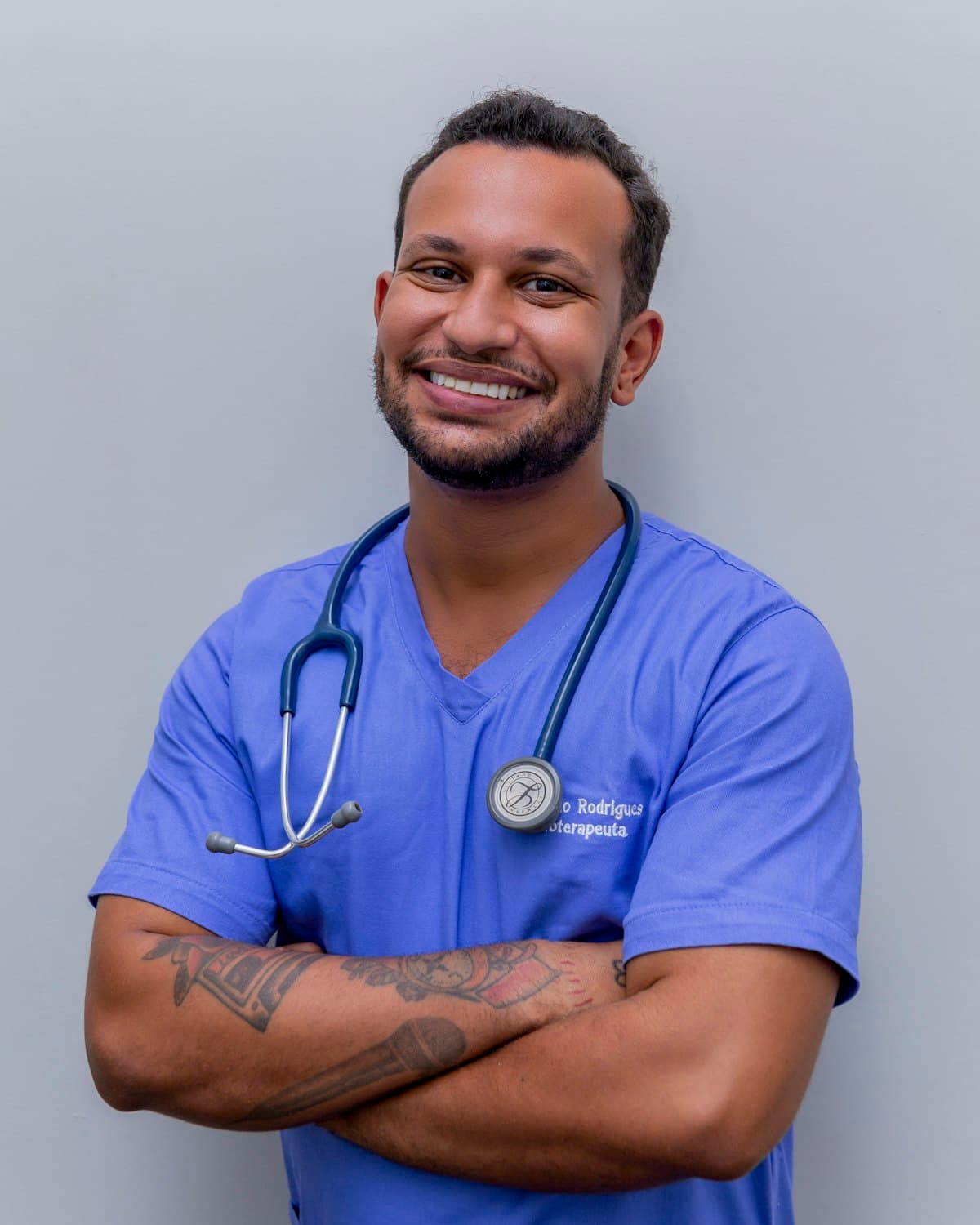 Nurse in scrubs with a stethoscope